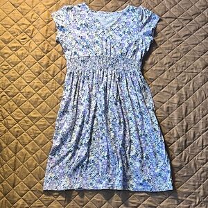 Lands' End Blue and Purple Floral Dress